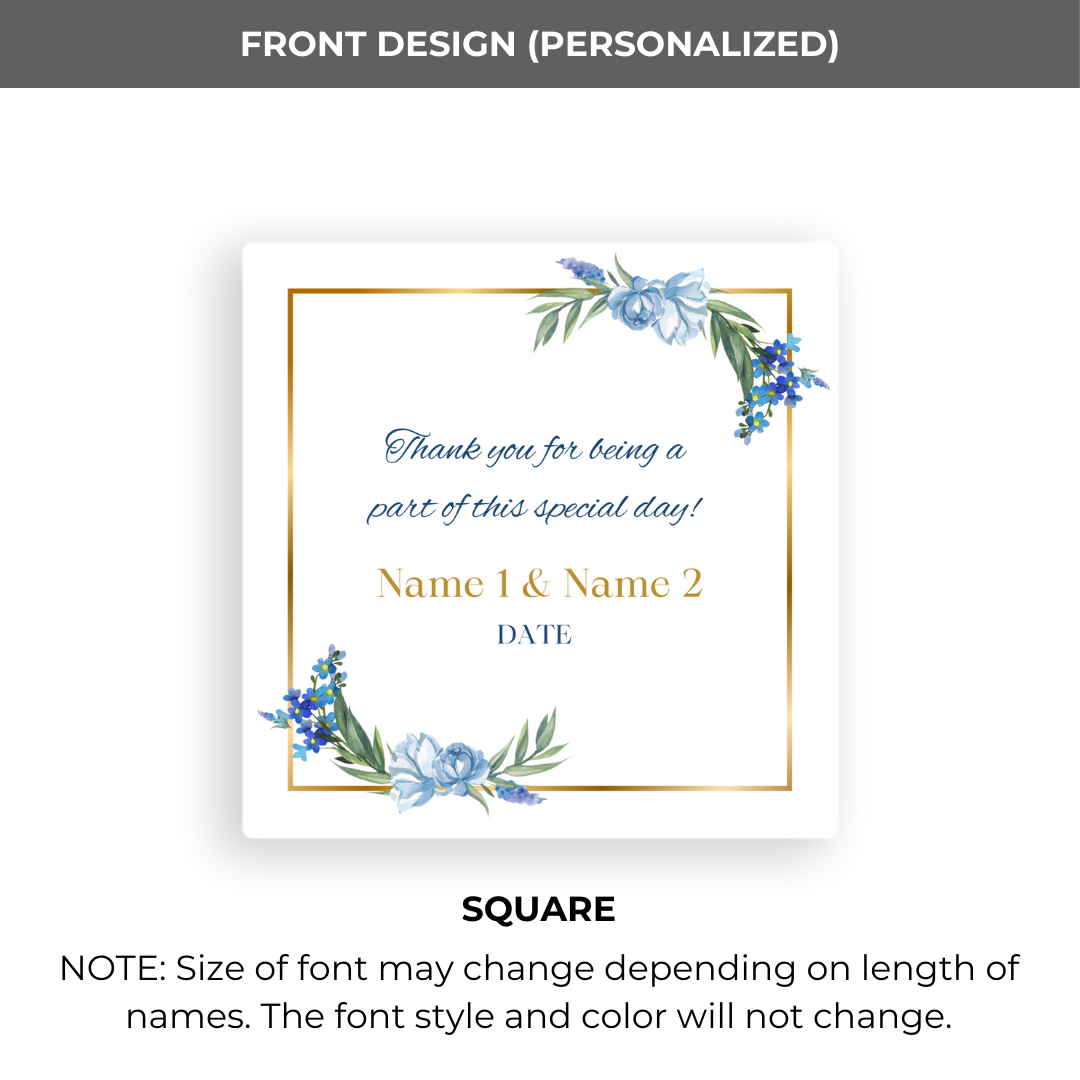 Wedding Coaster - Blue Floral (Personalized)