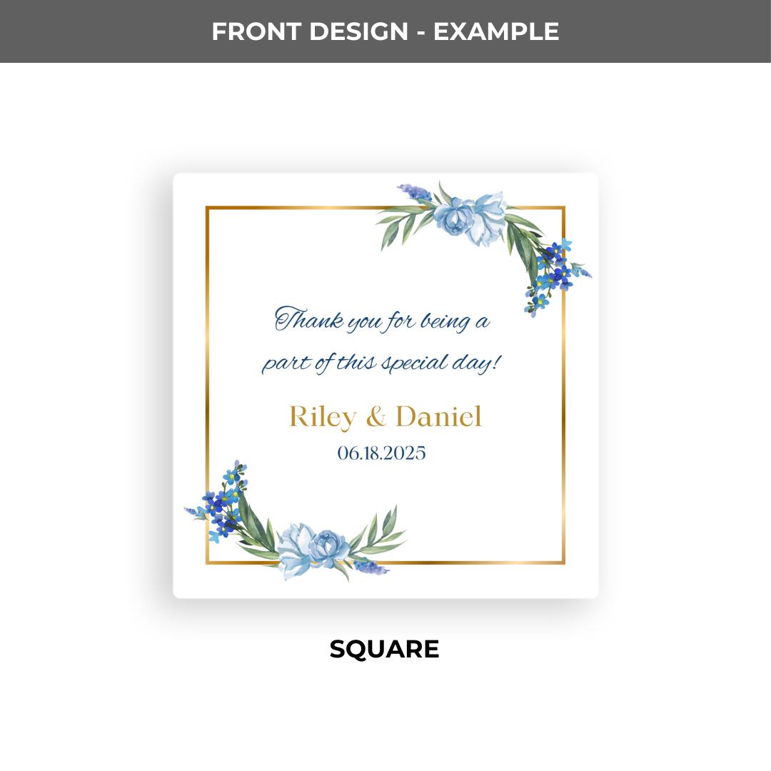 Wedding Coaster - Blue Floral (Personalized)