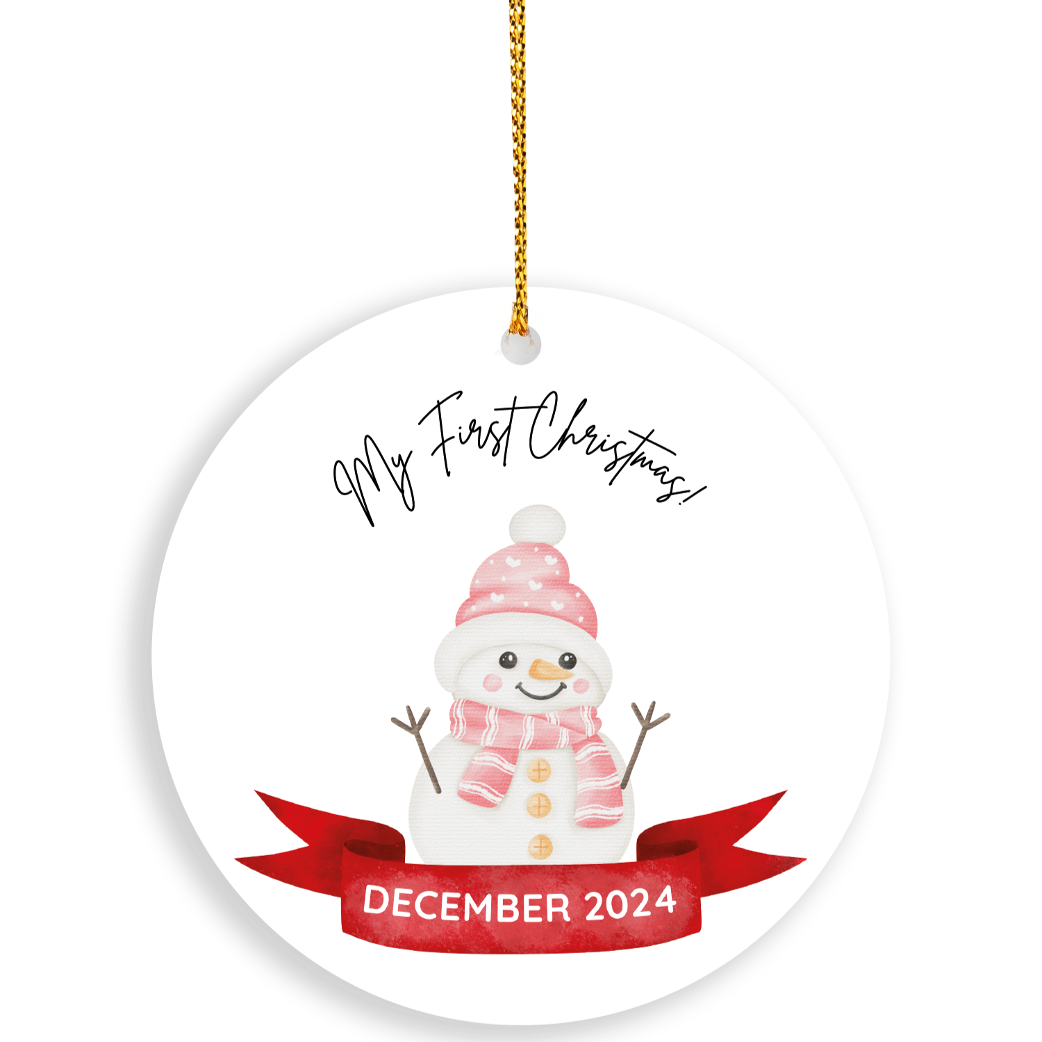 NFC Ornament - Christmas Pink Snowman (2024)