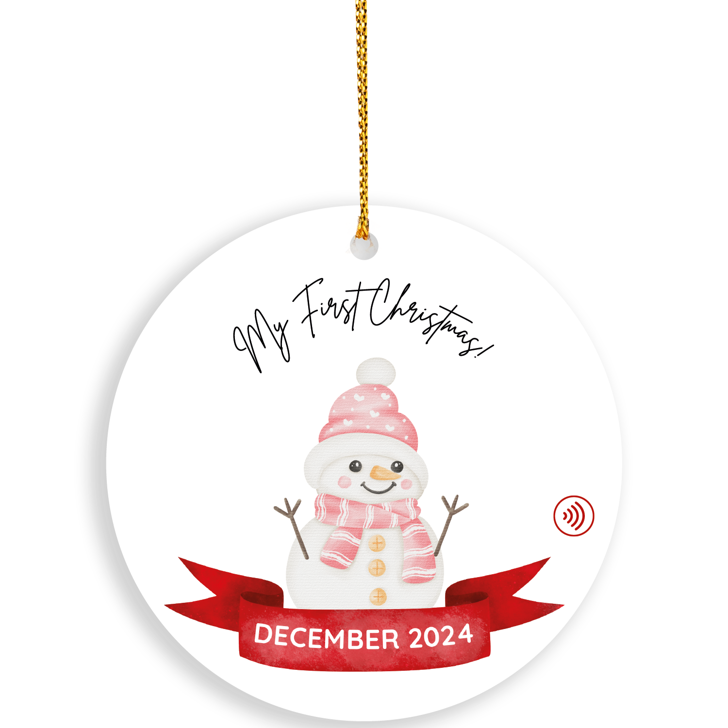 NFC Ornament - Christmas Pink Snowman (2024)